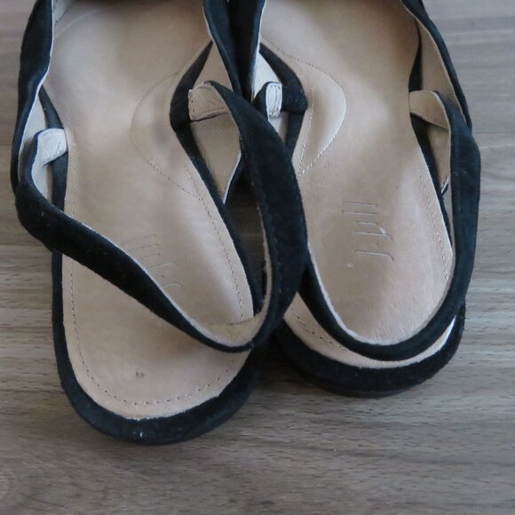 J. JILL Camille Slingback Bow Flats Shoes in Black Suede Leather - Size US 8.5 - Picture 10 of 11